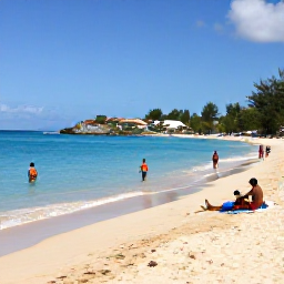 Caribbean Holidays, January Beach Holidays, Visitors relaxing on golden sand beside clear blue Caribbean water at Frigate Bay, Saint Kitts