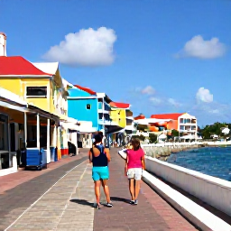 Caribbean Holidays, January Beaches, A couple exploring the colourful streets and waterfront of Philipsburg, Sint Maarten, in bright January sunshine