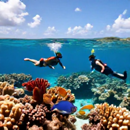Caribbean Holidays, January Beaches, A couple snorkelling over a colourful coral reef near Norman Island, clear blue Caribbean water, tropical fish and a sunlit January sky