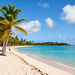 Caribbean Holidays, January Beaches, A wide turquoise Caribbean beach in the United States Virgin Islands on a bright January morning, with palm trees and calm water