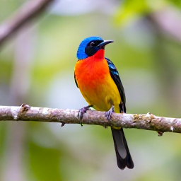Caribbean Holidays, January Birdwatching, A colourful Montserrat oriole perched on a branch in tropical rainforest, photographed in soft morning light