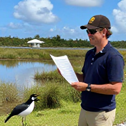 Caribbean Holidays, January Birdwatching, A friendly expert birdwatching guide showing visitors a checklist beside a salt pond in the United States Virgin Islands