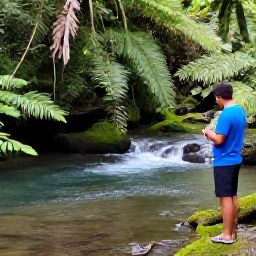 Caribbean Holidays, January Birdwatching, Birdwatchers quietly observing wildlife beside a peaceful Saint Lucian rainforest stream