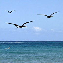 Caribbean Holidays, January Birdwatching, Coastal Saint Lucia viewpoint with frigatebirds and brown pelicans flying above the Caribbean Sea