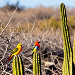 Caribbean Holidays, January Birdwatching, Colourful Caribbean birds perched among cactus and dry woodland on Bonaire in warm January sunshine
