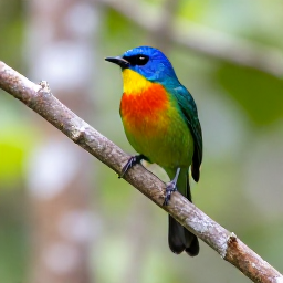 Caribbean Holidays, January Birdwatching, Colourful Hispaniolan bird perched on a branch in a Dominican Republic woodland, detailed natural wildlife photography