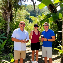 Caribbean Holidays, January Birdwatching, Friendly local birdwatching guide leading visitors through Saint Lucia rainforest in January sunshine