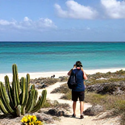 Caribbean Holidays, January Birdwatching, Peaceful January birdwatching walk beside Aruba&rsquo;s coast with binoculars, native cacti and turquoise sea