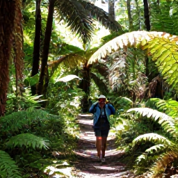 Caribbean Holidays, January Birdwatching, Quiet rainforest birdwatching trail in Montserrat with a local guide, binoculars, ferns and sunlit trees