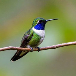 Caribbean Holidays, January Birdwatching, White-tailed sabrewing hummingbird among lush mountain vegetation on Tobago