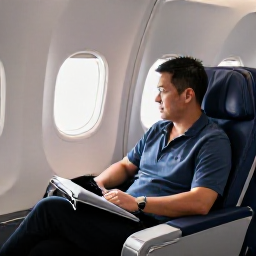 Caribbean Holidays, January Business Class, Business class passenger relaxing in a comfortable aircraft seat before a flight to the United States Virgin Islands