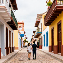 Caribbean Holidays, January Business Class, Couple exploring colourful colonial streets and historic architecture in Santo Domingo, Dominican Republic