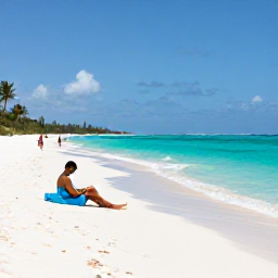 Caribbean Holidays, January Business Class, Grace Bay Beach in January with white sand, turquoise sea and relaxed visitors enjoying the sunshine