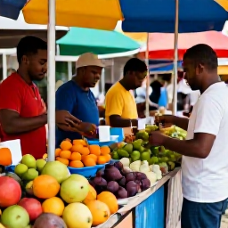 Caribbean Holidays, January Caribbean Culture, Caribbean food market in January with colourful tropical fruit, spices, street food stalls and friendly vendors