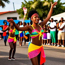 Caribbean Holidays, January Caribbean Culture, Colourful Caribbean street parade in January with dancers, musicians and local spectators in warm sunshine