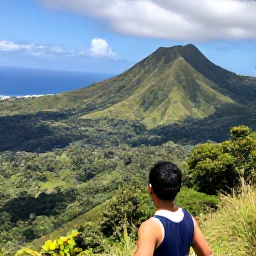 Caribbean Holidays, January Caribbean Multi-Centre, A relaxed traveller exploring Montserrat's volcanic landscape with lush hills, forest and the Caribbean Sea in the background