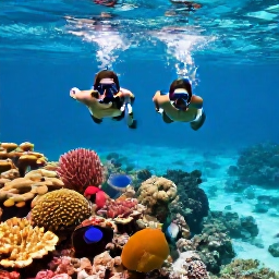 Caribbean Holidays, January Cayman Holidays, Couple snorkelling over colourful coral and tropical fish in the clear waters of the Cayman Islands
