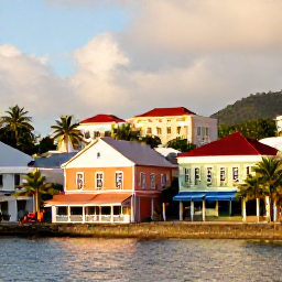 Caribbean Holidays, January City Breaks, Colourful Basseterre waterfront and historic buildings in warm January sunshine, with palm trees and visitors exploring the city