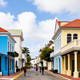 Caribbean Holidays, January City Breaks, Visitors strolling through Nassau's historic downtown streets beside pastel buildings and colonial architecture