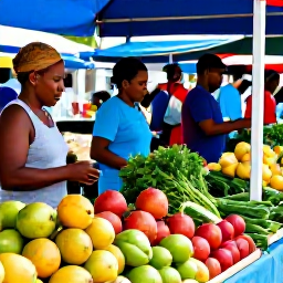 Caribbean Holidays, January Cooking Holidays, Local Barbadian market in January with colourful fruit, vegetables, herbs and friendly vendors under a shaded market canopy