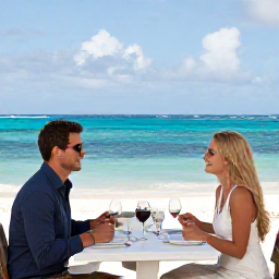 Caribbean Holidays, January Couples Holidays, Couple enjoying a romantic dinner at an outdoor restaurant overlooking the Caribbean Sea in the Dominican Republic