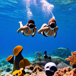 Caribbean Holidays, January Couples Holidays, Couple snorkelling above the Molinere Underwater Sculpture Park near Grenada, clear blue water and colourful marine life