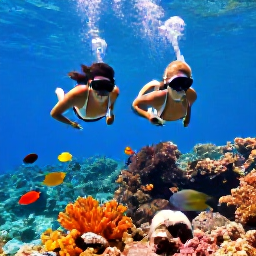 Caribbean Holidays, January Couples Holidays, Couple snorkelling over a colourful Caribbean reef near Tobago, tropical fish and clear blue water