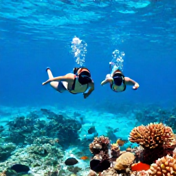 Caribbean Holidays, January Couples Holidays, Couple snorkelling together in clear shallow water at Stingray City, Cayman Islands, with colourful reef fish and bright blue sea