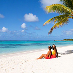 Caribbean Holidays, January Couples Holidays, Happy couple enjoying a peaceful beach holiday in The Bahamas, white sand, clear blue water and palms, natural travel photography