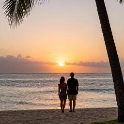 Caribbean Holidays, January Couples Holidays, Romantic sunset over the Caribbean Sea viewed by a couple from a quiet Tobago viewpoint