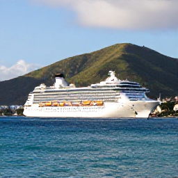 Caribbean Holidays, January Cruises, A cruise ship approaching Kingstown harbour in Saint Vincent on a bright January morning, with green mountains and calm turquoise water