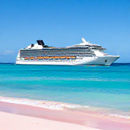 Caribbean Holidays, January Cruises, A modern cruise ship sailing past Bermuda's pink-sand coastline beneath a bright winter sky