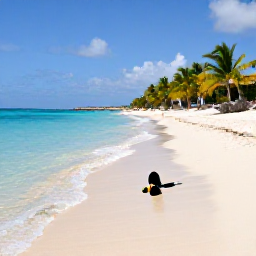 Caribbean Holidays, January Cruises, A quiet Cura&ccedil;ao beach with clear turquoise water, pale sand, palm trees and a snorkeller near colourful fish