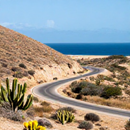 Caribbean Holidays, January Cruises, A scenic Cura&ccedil;ao road winding through dry hills and cactus-studded countryside towards the blue Caribbean Sea
