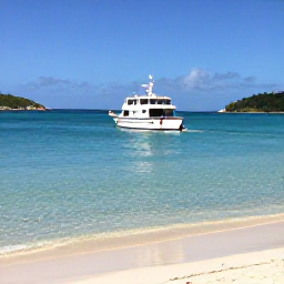 Caribbean Holidays, January Cruises, A small boat approaching the sandy beach and clear shallow water of The Baths on Virgin Gorda