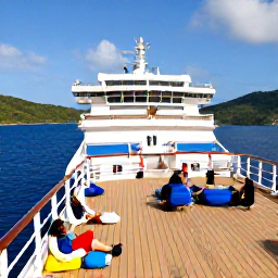 Caribbean Holidays, January Cruises, Passengers relaxing on the open deck of a cruise ship while sailing between the sunny British Virgin Islands