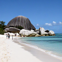 Caribbean Holidays, January Cruises, White sandy beach at The Baths on Virgin Gorda, with dramatic granite boulders, clear water and visitors exploring the shore