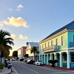 Caribbean Holidays, January Culture, A bright January morning in Cockburn Town, Grand Turk, with pastel colonial buildings, quiet streets and Caribbean sunshine