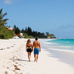 Caribbean Holidays, January Culture, A couple walking along a sunlit beach in Providenciales after visiting a local cultural attraction in January
