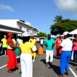 Caribbean Holidays, January Culture, Colourful January street celebration in Gustavia, Saint Barth&eacute;lemy, with local musicians, dancers and visitors enjoying Caribbean culture