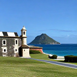 Caribbean Holidays, January Culture, Historic Fort Charlotte overlooking the sea and green coastline of Saint Vincent on a sunny January day