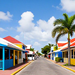 Caribbean Holidays, January Culture Holidays, Colourful Caribbean street scene in Philipsburg, Sint Maarten, with local shops, palm trees and bright January sunshine