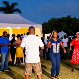 Caribbean Holidays, January Culture Holidays, Traditional Caribbean music and dancing at an outdoor cultural gathering on Saint Martin, with local performers and visitors enjoying the evening