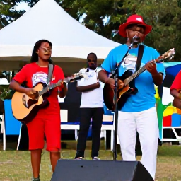 Caribbean Holidays, January Culture, Local Saint Vincent musicians performing calypso and soca at an outdoor January cultural gathering