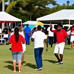 Caribbean Holidays, January Culture, Traditional music and dancing at a lively Virgin Islands community event in January, with families and visitors enjoying an open-air celebration
