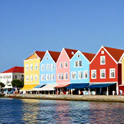 Caribbean Holidays, January Cura&ccedil;ao Holidays, Colourful historic Willemstad waterfront in Cura&ccedil;ao with pastel buildings, blue sky and pedestrians