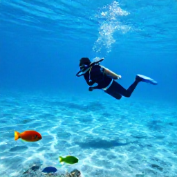 Caribbean Holidays, January Diving, A diver exploring a clear Caribbean reef with colourful fish, warm blue water and bright January sunshine