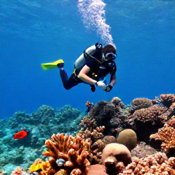Caribbean Holidays, January Diving, A scuba diver exploring a colourful coral reef in clear turquoise Bahamian water during January