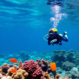 Caribbean Holidays, January Diving, Clear turquoise water and a diver exploring a colourful reef off Saint Barth&eacute;lemy in January