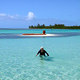 Caribbean Holidays, January Diving, Shore diver entering calm turquoise water at a marked reef site along Bonaire's colourful Caribbean coastline